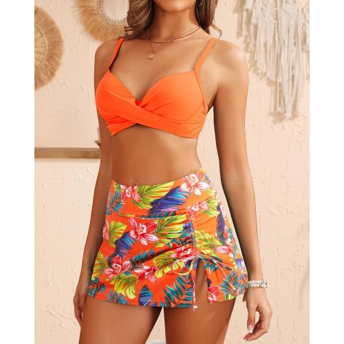 Size L Yonique Womens Underwire Bikini with Skirt - Push Up Bathing Suit Two Piece High Waisted Swimsuit 2025 Swimwear