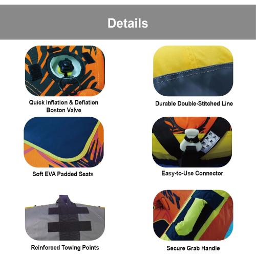GSO Big Water Sport Towable Tube for Boating, Pull Behind Flying Tube for Boat Inflatable, with Dual Tow Points, Towable Water Pad, Enhanced Durability for Boating Tubes
