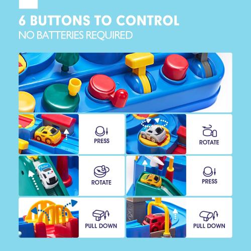 hahaland 3 Year Old Toys, Car Race Track City Rescue Toy Gifts for Boys 3-4 | Fine Motor Skills Toy with 3 Mini Cars & Magnetic Helicopter, STEM Montessori Learning Educational Birthday Gifts for Toddler