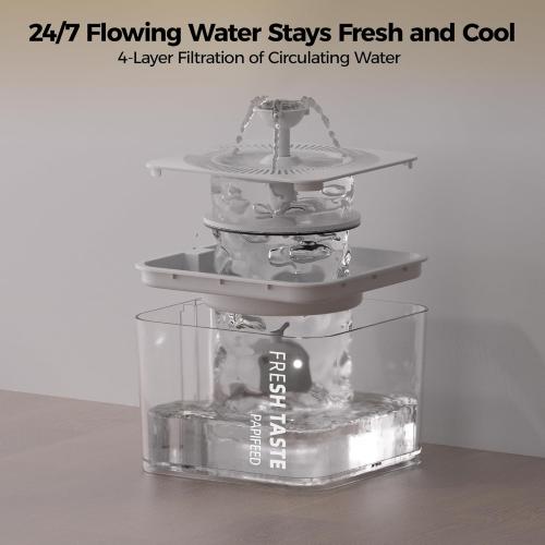 PAPIFEED 3L/13 Cup Automatic Cat Feeder & 3L Water Dispenser, Stainless Steel Bowl, 2.4G WiFi Pet Feeder with APP Control for Remote Feeding, 1-10 Meals Per Day, Detachable for Easy Clean (White Suit)