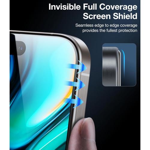 UltraGlass Top 9H  Glass for iPhone 16 Plus Privacy Screen Protector 2024 [No.1 Military Grade Shatterproof & 100% Anti Spy] Privacy Screen Tempered Glass [Longest Durable] 2 Pack