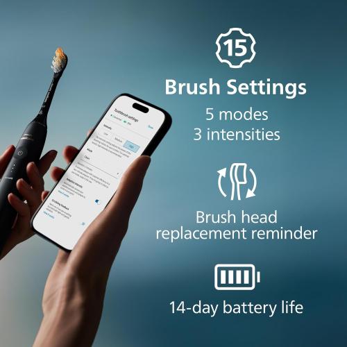 Philips Sonicare DiamondClean 9900 Prestige Electric Toothbrush - with SenseIQ Technology and Advanced AI App, 5 Brushing Modes, 3 Intensity Levels, Charging Travel Case,Midnight Blue, Model HX9990/12
