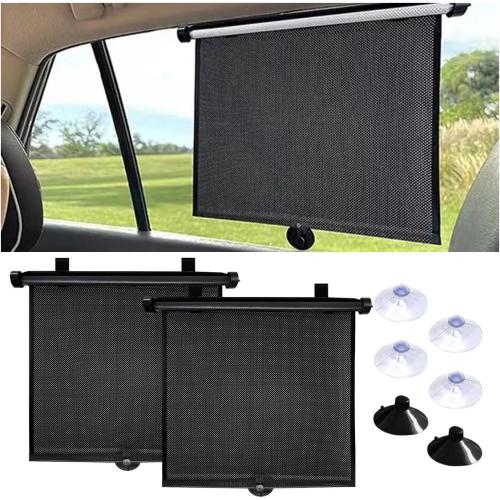 2PCS Car Window Shades for Baby, 18×15 Retractable Car Shades for Side Window with Suction Cups, Blocks Heat and UV Rays Glare Protection, Baby Auto Accessories for Cars House Office Window
