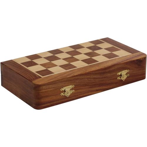 10.5 Wood Chess Set - Handmade Premium Magnetic Folding Chess Board - Wooden Travel Staunton Chess Game with Built in Storage