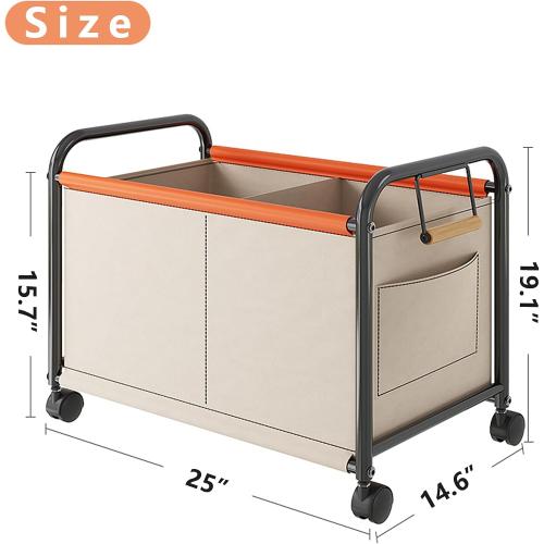 Beige & Orange Size Medium Children's toy Organizer With Wheels for Bedrooms, toy Rooms, Playrooms can hold toys, Books, Clothes, Snacks with 360° Steering Wheels Metal and Oxford Cloth toy Boxes