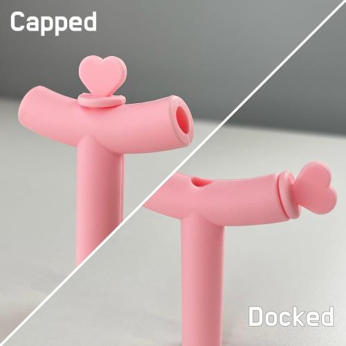 Anti Wrinkle Straw Pink Silicone Cover tips and heart Toppers for Stanley 40 oz & 30 oz Tumblers - Metal Straws Reusable Wrinkle Free Extra Long 2-Pack with Cleaning Brush