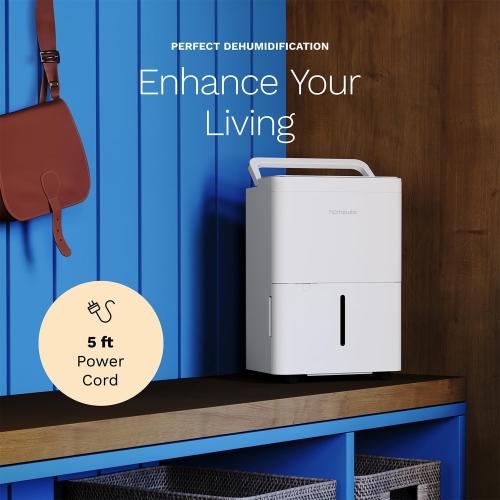 WHITE hOmeLabs 1,000 Sq. Ft Portable Dehumidifier - Ideal for Home Bedroom, Bathroom, Office and Small Sized Rooms - Ultra Quiet, Compact with Drain Hose Included - 8 pint