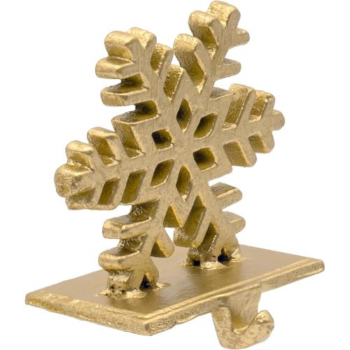Red Co. 5 Decorative Cast Iron Stocking Holder with Hook in Old Gold Finish – Snowflake