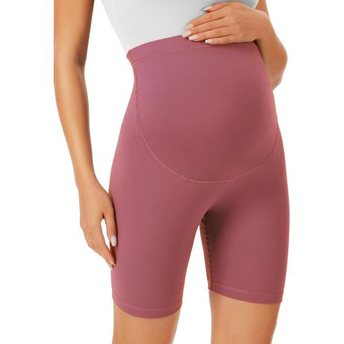 BONVIGOR Medium Black and Pink Buttercloud Maternity Shorts Over The Belly - 5/8 Biker Shorts for Pregnancy Workout Yoga Athletic Casual Lounge