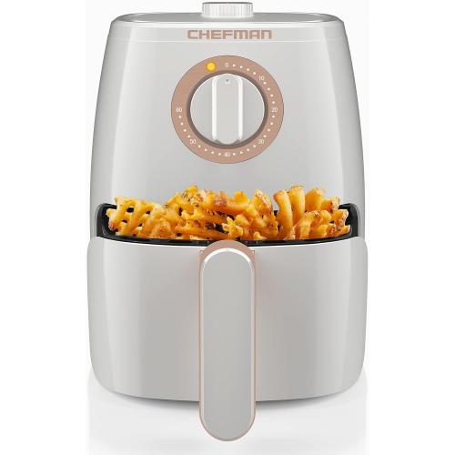 Chefman TurboFry 2-Quart Air Fryer, Dishwasher Safe Basket & Tray, Use Little to No Oil For Healthy Food, 60 Minute Timer, Fry Healthier Meals Fast, Heat And Power Indicator Light, Temp Control, White