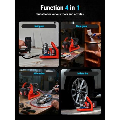 Ultra Quiet Cordless Air Compressor Compatible with for Makita Battery,Portable Air Compressor Oil Free 18V 18.5V 21V,60dB,Small Lightweight Universal for Woodwork Nailing Car Pneumatic Tool