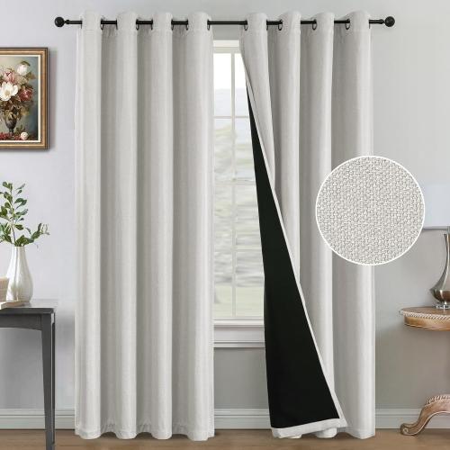 H.VERSAILTEX 90% Boho Blackout Curtains for Bedroom, 84 Inch, Heather Ivory