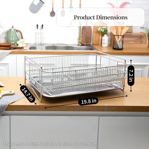 INEX Solid Dish Rack (Stainless Steel, 7.2 H x 19.8 W x 14.7 D)