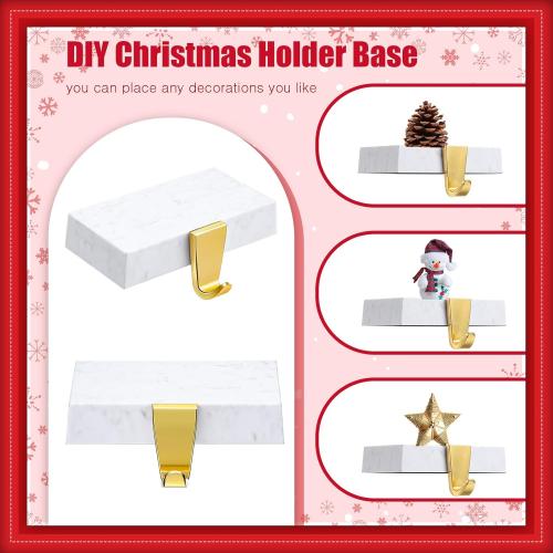 Zhengmy 6 Pcs Christmas Stocking Holders for Mantel Metal Hanging Hooks Stocking Hangers for Fireplace Xmas Party Decoration(Marble Color)