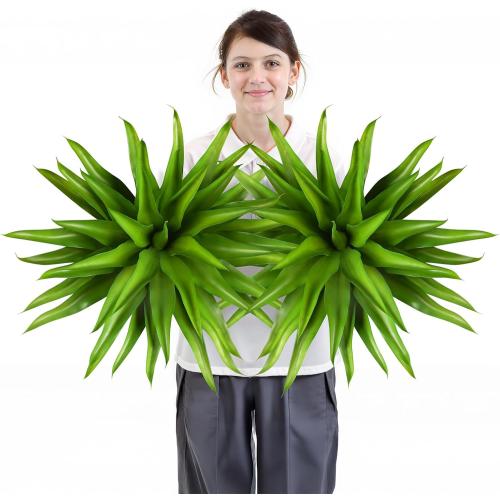 Velener Outdoor Fake Agave Artificial Plant, Unpotted Fake Plant for Room Decor, UV Resistant Faux Agave Plant for Outdoor/Indoor Decor, 22 inches, 2 Pack(43 Leaves)