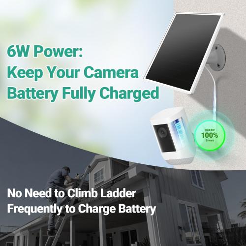 Solar Panel for Ring Camera, 6W Solar Charger with USB-C & Barrel Plug for Ring Stick Up Cam Plus/Pro & Spotlight Cam Battery Series, Waterproof, 16ft Cable, White