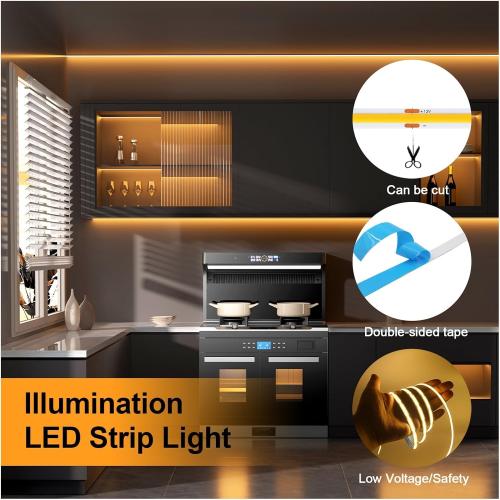 USB COB LED Strip 3mm 5mm 8mm Width 12V 320LEDs Flexible LED Strip Light with Adhesive High Density Linear Lighting(Natural White,5V 3MM DC Wire_2M)