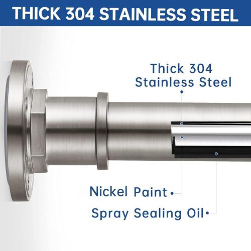 SILVER BRIOFOX Industrial Shower Curtain Rod - 2-in-1 Design Tension Curtain Rod - Never Rust Non-Slip 43 to 72 Inch 304 Stainless Steel, Brushed Nickel Window Curtain Rod