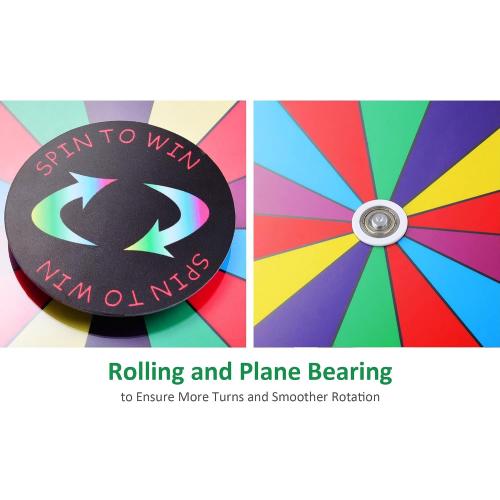 WinSpin 12 Color Prize Wheel Tabletop 14 Slots Heavy Duty Editable Spinning Wheel for Fortune Spinning Game Carnival & Tradeshow, Classic Series