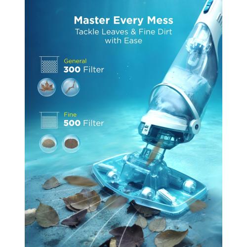 InoKraft Pool Vacuum for Above Ground Pool, Cordless Handheld Pool Vacuum for Inground Pools, Rechargeable Pool Cleaner with Powerful Suction up to 18.5 gallons/min, Ideal for Leaves, Debris, Blue (Missing Charger)