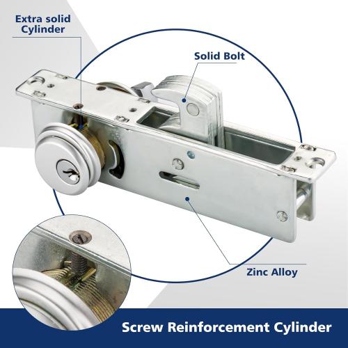 Storefront Mortice Hook Door Lock, Commercial Door Locks Mortise Cylinder, Storefront Door Mortise Lock Hook Deadbolt(1-1/8 Backset)