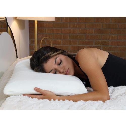 New open for inspection.....Bluewave Bedding Ultra Slim Gel Memory Foam Pillow for Stomach and Back Sleepers - Thin, Flat Design for Cervical Neck Alignment and Deeper Sleep (2.75-Inches Height, Standard Size)