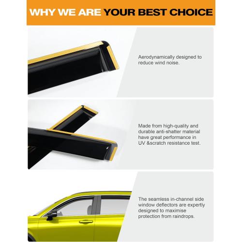 in-Channel Window Rain Guards Fit for Honda CR-V CRV 2023 2024 2025 C-RV Extra Durable Window Deflectors Vent Shades Visors Exterior Car Accessories- 4 pcs