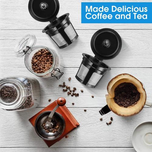 Reusable K Cups, Universal Fit Reusable Coffee Filters with Food Grade Stainless Steel Mesh Eco-Friendly Coffee Pods, for 1.0 and 2.0 Brewers
