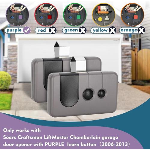 2 for Sears Craftsman Garage Door Remote 139.53753 53753 139.18191 HBW2028 371LM 373LM 375LM 950CD 953D 956D, Work with Purple Learn Button ONLY(2006-2013)