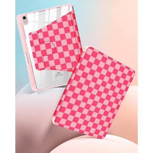 for iPad A16 Case - for iPad 10th Generation Case 10.9 Inch Women Girls Cute Girly Teens Kids Pretty Checkered Unique Aesthetic Rotating Stand Folio Tablet Cover for Apple 10/11 2025