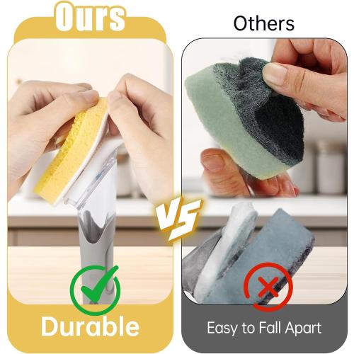 8 Packs Dish Wand Sponge Refills for Scrub Daddy Dish Daddy - Replacement Heads for Dish Sponges, Non Scratch Dish Washing Scrubbers, Ideal for Kitchen Cleaning, Yellow (Only Sponge Heads)