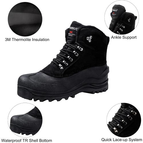 Size 7riemot Women's Men's Winter Boots Waterproof Insulated Snow Shoes for Outdoor Hiking Skiing Warm Lightweight Anti-Slip Ankle Boots Black Brown Grey Purple