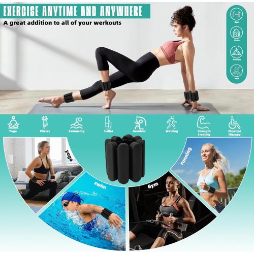 YOVKOK Ankle Weights, 1LB/ 2LB Each, Multiple Options | Wrist Leg Arm Weights for Women Men, Adjustable Silicone Weighted Bangles for Walking, Yoga, Pilates, Home Gym Workout