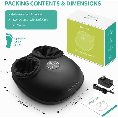 Medcursor Foot Massager with Heat - 2026 Upgraded Shiatsu Deep Kneading Machine, Multi Air Compression Intensity, Smart APP Mobile Remote Control, Feet Massage for Home and Office Use