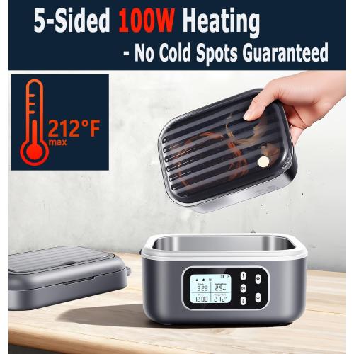 27000mAh Cordless Electric Heated Lunch Box, 100W Rechargeable Portable Food Warmer for Adults Work Travel Car - Battery-Powered & Self-Heating, 2 x 6.3 cups