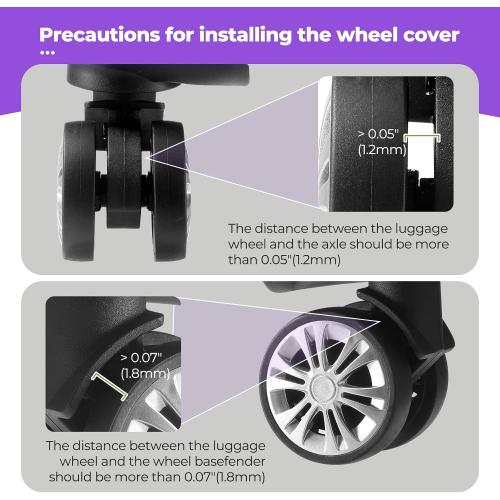 8Pcs Upgrade Luggage Wheel Covers, Travel Accessories (Purple)