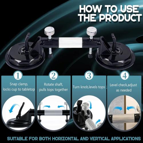 Laminate Floor Gap Repair Tool, Pro Countertop Alignment Clamps, Adjustable Granite Seam Setter with Vacuum Suction Cups, for Granite, Marble, Stone, Slab and Glass