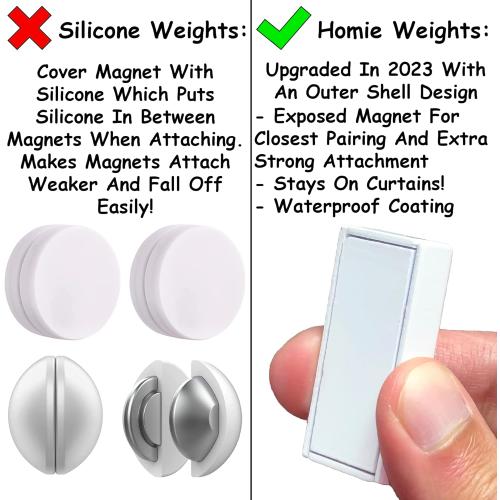 Magnetic Curtain Weights 8 Pack of Waterproof Magnets   Carrying Case, Great Home Decor for Bathroom, Shower, Liner, Flags, and Sheer, Heavy Duty Works Outdoor to Stop Wind (8 Pack, White)