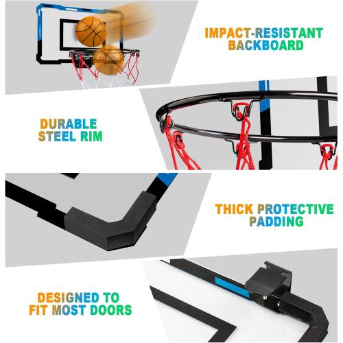 Basketball Mini Hoop Indoor Boys Gifts for Kids Adults, Door Room Mini Hoop with Balls, Basketball Accessories for Teen Boy Gifts, Blue