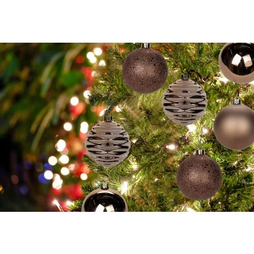 3.15 Christmas Ball Ornaments Brown 12 Pcs Shatterproof Christmas Tree Decorations Xmas Tree Medium Christmas Ornaments Balls with Hanging Loop for Halloween Wedding Holiday Party Wreath Home Decor