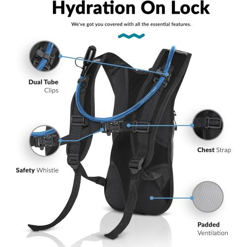 Water Buffalo Hydration Backpack - Lightweight Hydration Pack with 2L Water Bladder - Water Backpack for Hiking, Running, Biking, and Raves - Road Runner 12L Hydropack Backpack