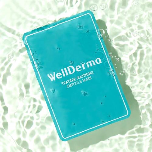 WELLDLERMA Chaisul Tea EXT Soothing Facial Mask (Sheet type), Korean Face Mask, Green Tea Extract for Troulbel Care, Powerful Hydration, Rich Ampoule, Natural Fabric 10ea (2PK)
