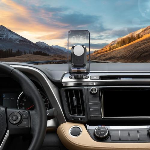 Car Phone Mount for Pop Socket: Strong Adhesive Cell Phone Holder for Automobile Dashboard - Adjustable Dash Sticky Cellphone Stand for iPhone Samsung with Thick Socket Wallet Grip Card Holder