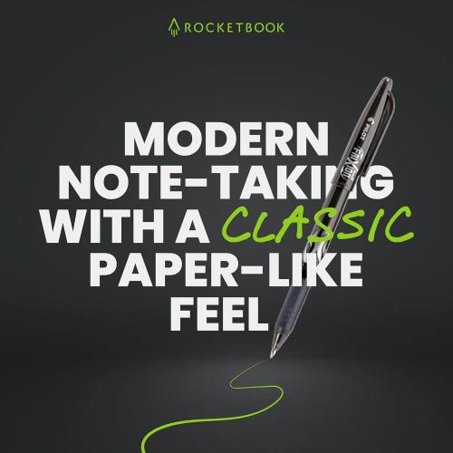 Rocketbook New Core Reusable Spiral Notebook, Executive Size 6x8.8, Black - Lined Pages, App-Connected, Erasable, Durable Cover, Ideal for School, Work, and Creative Projects