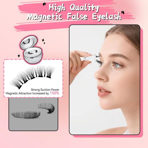 Reusable Magnetic Eyelashes with Applicator No Glue Eyelashes Easy to put on and Remove