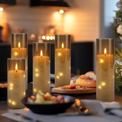 YOROXRG 24 Pack Halloween Decoration Flickering Flameless Candles, Battery Operated LED Candles for New Year, Home Decor, Parties, Wedding,Christmas(D2.2 x H 5 6 7) Grey
