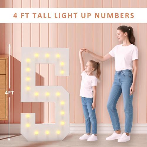 LOBOOM 4FT Light Up Numbers, Marquee Numbers 4 Feet Tall Giant Number 75 Mosaic Big Number Sign for 75th Birthday Party Backdrop Anniversary Decorations, Pre-Cut Large Frame