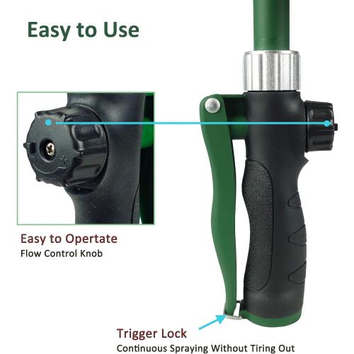 Size 24 Inch Watering Wand With Rotating Head - Heavy Duty Ergonomic Sprayer With Trigger, Adjustable Spray Garden Hose Nozzles, Hanging Basket Wand With Flow Control, No Assembly Required