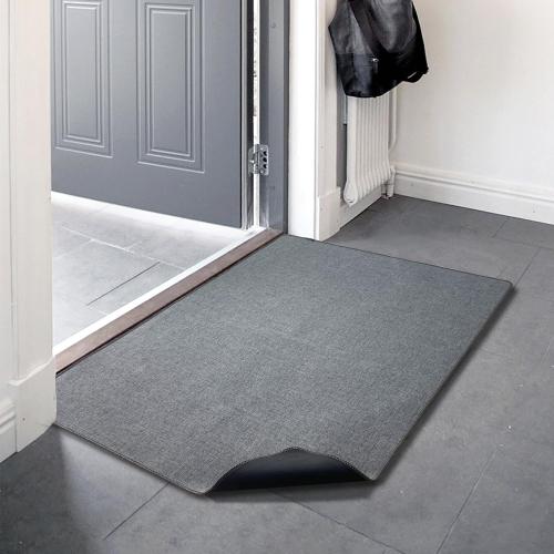 Yancorp 3'x5' Ultra Thin Bathroom Rugs,Low Profile Bath Rug,Rubber mat,Fit Under Door,Non Slip,Machine Washable Shower Rug,Dark Grey