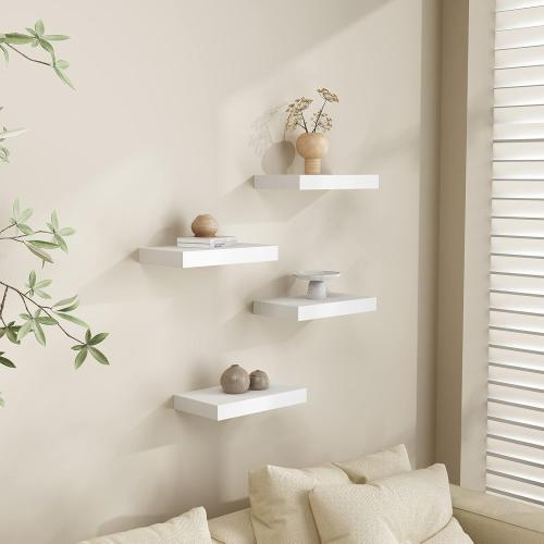 WELLAND 9 Deep White Floating Shelf Set of 2, Wall Shelves for Bathroom, Living Room, Bedroom, Modern Home Decor, 16 W x 9 D x 2 H